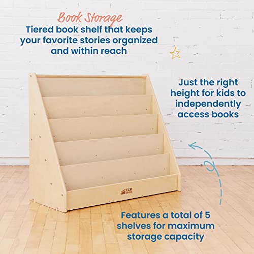 ECR4Kids 5-Shelf Wooden Book Display Shelf Natural - Kid-Friendly Classroom & Bedroom Storage