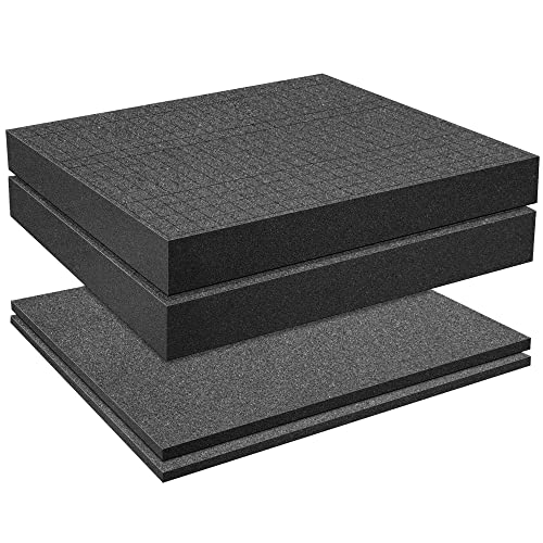 4 Pcs Pick Apart Foam Insert, 2 Size Pre Cube Sheet Foams with Bottom