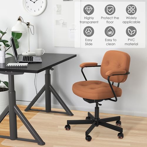 Clear PVC Office Chair Mat - Stronger & Durable Desk Mat for Hardwood Floor, Non-Slip Floor Protector for Office Chair Casters, Chair Mat for Desk (Clear for Hardwood, 36X47IN with Lip)