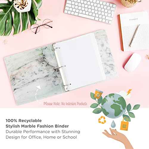 Carstens Limited Edition 3-Inch Green Marble Heavy Duty 3-Ring Binder ? Side Opening, Waterproof, Durable Plastic, No-Gap Rings, Holds 400 Sheets, BPA-Free, Made in USA (1719-3R)