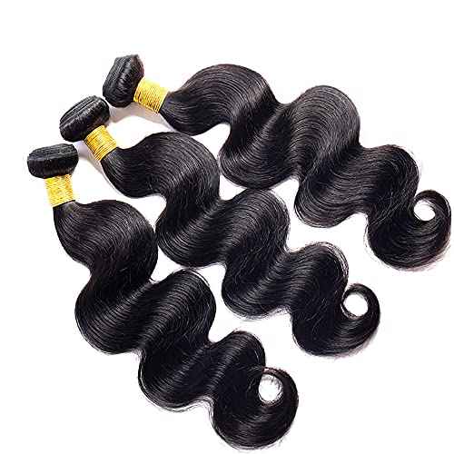 18 20 22 Inch Body Wave Bundles Human Hair Bundles #1B Nature Black Body Wave Bundle Unprocessed Brazilian Virgin Weave Hair 3 Bundle 50 Gram Per Bundle for Woman