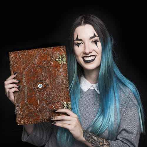 SH SHIFAA HANDICRAFT Hocus Pocus Book of Spells Hocus Pocus Spell Book Prop Hocus Pocus Halloween Decorations Decor Leather Journal Writing Book of Shadow Hocus Pocus Gifts for Men and Women (13X10)