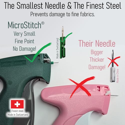 MicroStitch All‑In‑One Tagging Gun Kit – Ultra‑Fine Needle, Black & White Fasteners (Black & White)