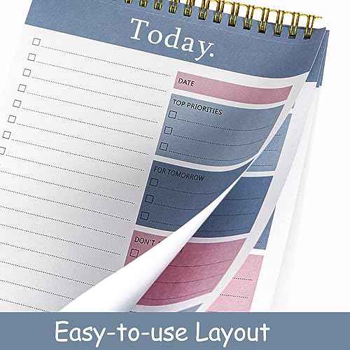 3 Pack To Do List Notepad, 52 Sheets Mix Color Tear Off, 6.5" x 9.8" Double Sided Spiral Checklist Planning Notebook for Adults and Kids Classroom Office Gifts(Blue, Green, Purple)
