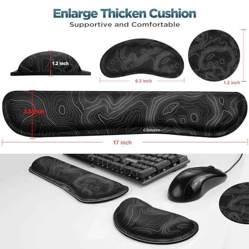 Gimars Enlarge Silky and Superfine Fabric Gel Memory Foam Keyboard Wrist Rest Set, Ergonomic Keyboard Mouse Wrist Support for Typing Pain Relief, Comfort for Office, Gaming, Computer-Map Pattern