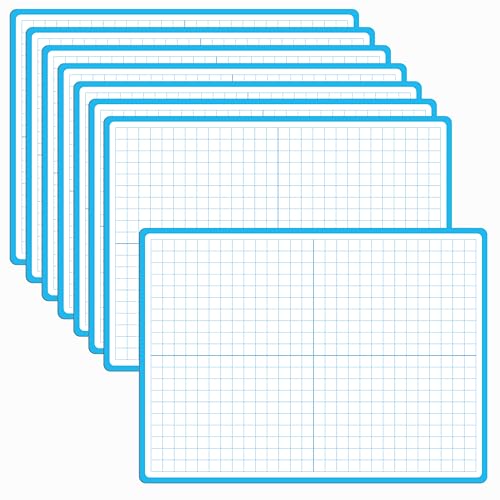 Xy Axis Graph Dry Erase Board - Double Sided Writable Math Whiteboard - 8 Pack, 12x9 Inches