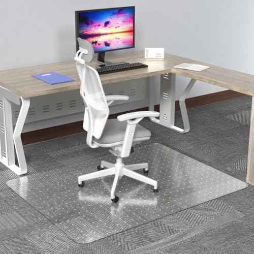 Office Chair Mat for Low Pile Carpet, 48¡± x 36¡± Transparent Office Desk Chair Mat for Carpeted Floors, Studded Carpet Floors Protector Mat for Home & Offices