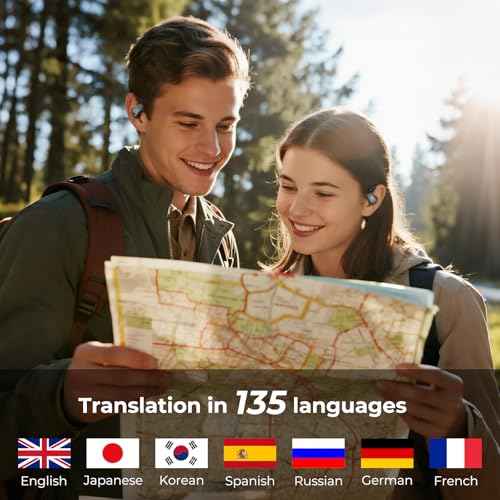 ERAZER X8 Translator Earbuds Real-time AI Language Translation Earbuds for 135 Languages, Two-Way Translation Device for iOS and Android, Travel, Business, and Learning (ERAZER X8 Deep Black)