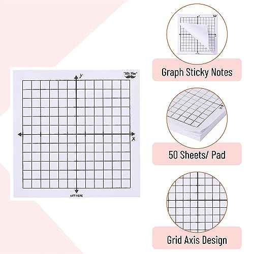 Mr. Pen- Graph Paper Sticky Notes, 6 Pads, 3x3 Inch, Graph Sticky Notes