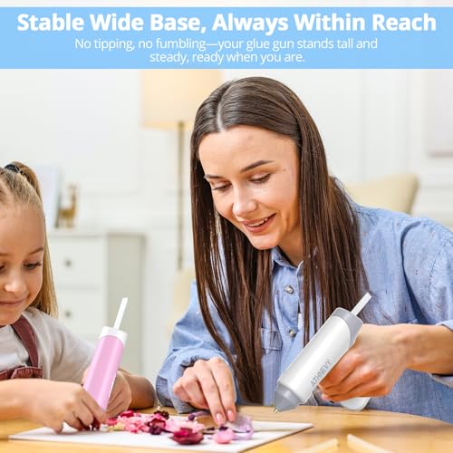 Athnevy White Cordless Hot Glue Gun, 4V Fast 10s Preheat, 30×7mm Sticks, USB-C