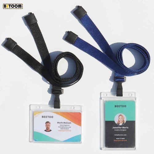 BETOOM 100 Pack Bulk Polyester Breakaway Lanyards with Plastic No Twist Clip & Safety Breakaway Clasp-Great for Radiology-School Hospital-MRI Safe-Neck Strap I.D. Badge Holders 36”(Black)