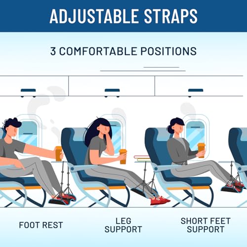 Everlasting Comfort Memory Foam Airplane Foot Hammock with Dual Rest