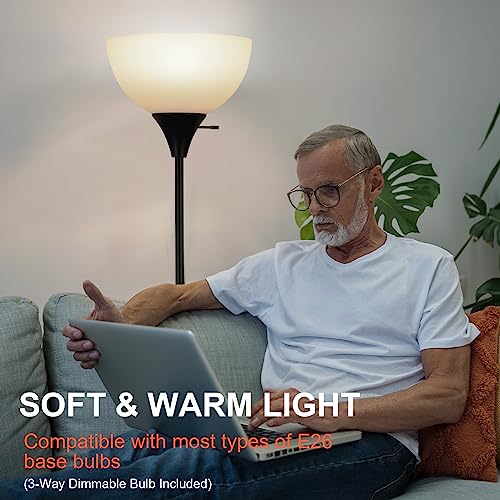 LALISU Black Dimmable Floor Lamp, 3 Brightness Levels Modern Standing Light