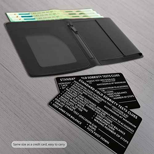 20 PCS Metal Miranda Warning Card for Police, Black Laser Standard Field Sobriety Test Clues SFST Miranda Rights Card Metal Laser Engraved Insert Law Enforcement Officers