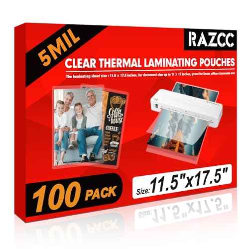 Laminating Sheets, 100 Pack Clear Thermal Laminating Plastic Paper Laminator Sheets, 11 x 17-Inch, 5mil, Ideal Office or School Supplies
