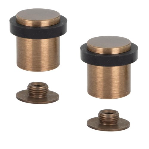 Set of 2 Door Stoppers | Threaded Base | Brass | Tools, Screws + Fixing Plug | EVI Herrajes