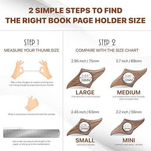 Walnut Book Page Holder, Smooth Finish Wood Book Holder for Reading, Ideal Book Reader Gifts & Reading Accessories,Book Worm Gifts for Women, Thumb Book Page Holder (Medium)