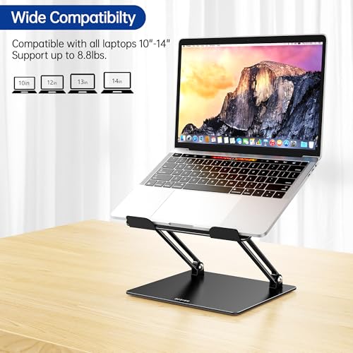 BESIGN A-Classic Black LS10 Laptop Stand for Desk, Adjustable & Foldable