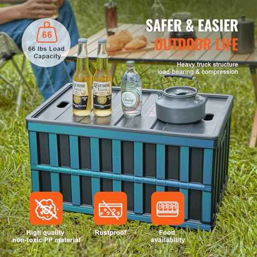 VEVOR 65L Collapsible Storage Bins with Lids 3 Packs, Stackable Utility Crates with Handles, Large Folding Containers for Organizing Tools, Books, Food, Drinks, Camping&Transport
