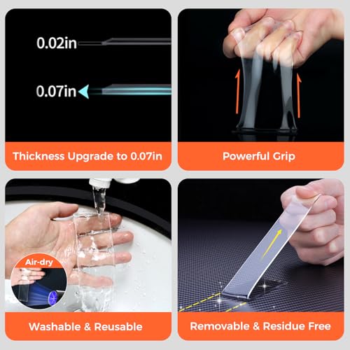 Strong Double Sided Tape Heavy Duty Double Sided Tape for Walls, Clear & Tough Double Sided Mounting Nano Tape, Removable Adhesive Wall Tape for Hanging Picture, Poster, Carpet (180FT)