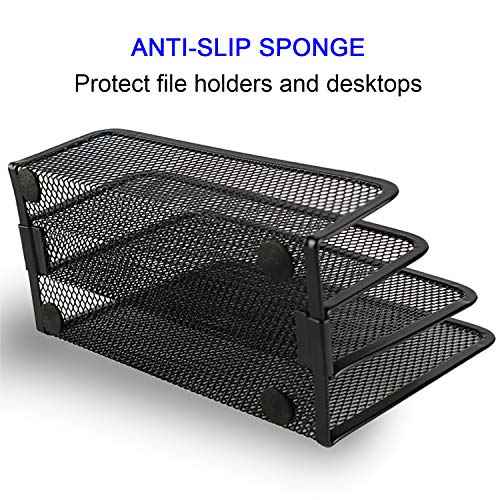 Desk Mail Organizer, File Holder Letter Sorter with 3 Vertical Upright Metal Mesh Compartments Document, Filing, Folders, Mail, Paper Organizer for Home or Office Desktop (1PCS)