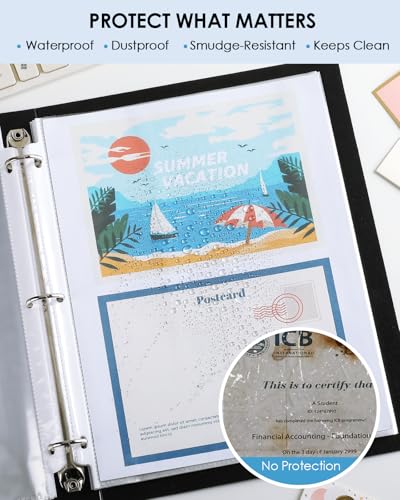 KTRIO 50 Pack 8.5 x 11 Inch Clear Sheet Protectors for 3 Ring Binders