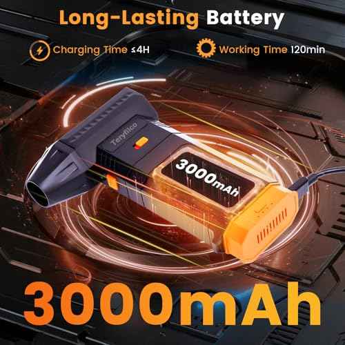 Compressed Air Duster,130000RPM Cordless Electric Air Blower with Brushless Motor,3-Speed Adjustable & Rechargeable ? Powerful Dust Cleaner for Keyboard,Car,Computer,Outdoor,Air Bed