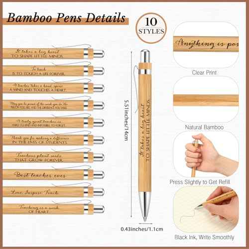 Glenmal 30 Sets Christmas Teacher Appreciation Gift for Women Spiral Notebook Thank You Gift for Teachers from Students Inspirational Journal with Bamboo Pens for Thanksgiving