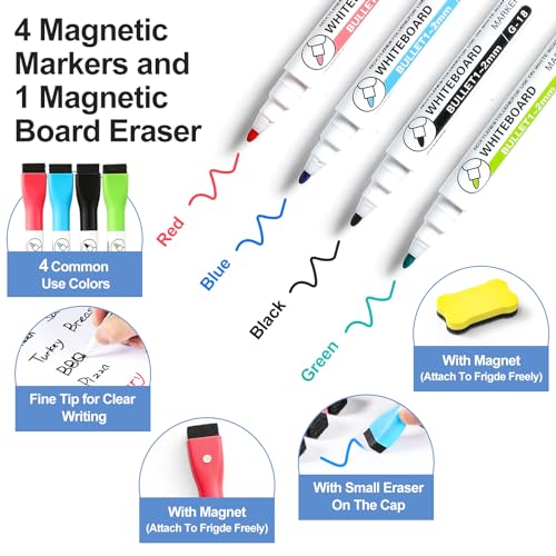 VITEVER 2 Pack Magnetic Dry Erase Boards for Fridge 12x8 inch with Markers & Eraser