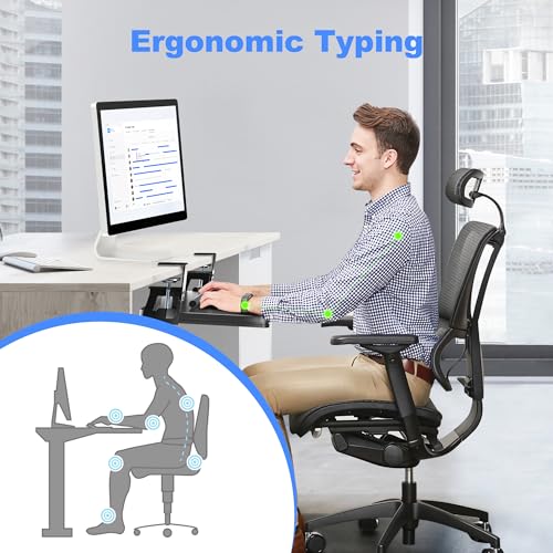 Keyboard Tray Under Desk Large C-Clamp 25.6¡± (30¡± Including Clamps) x 11.8¡± Slide-Out Platform Computer Drawer Pull Out Keyboard & Mouse Tray Black DSF4