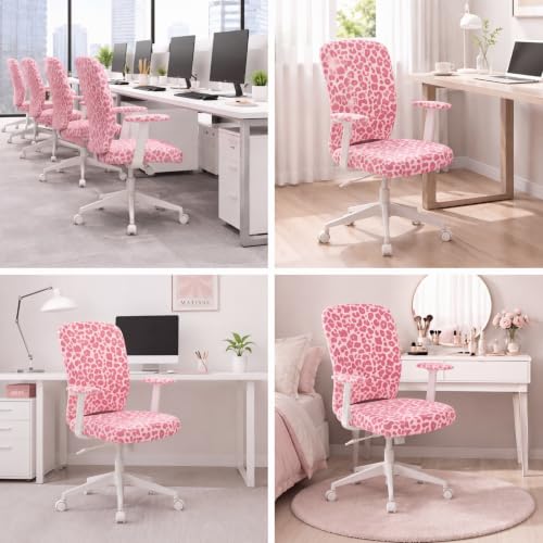 Pink Leopard Cheetah 4-Piece Office Chair Cover Set – 14.96–18.9in Universal Fit