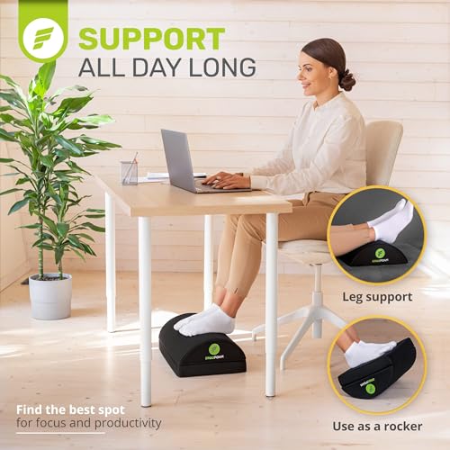 ErgoFoam Adjustable Foot Rest for Under Desk – Black Velvet, Tall