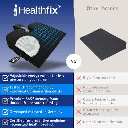 Healthfix¢ç Wedge Seat Cushion - Orthopedic Memory Foam Seat Wedge for Office Chairs, Posture Support, Pressure Relief for Back/HIPS/Tailbone - Medium (130-200 lbs)