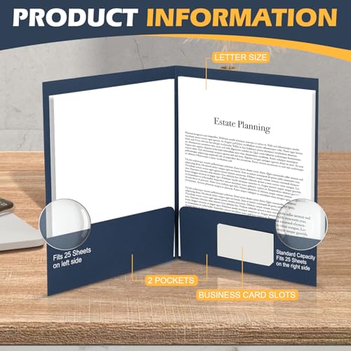 30Pcs Blue Estate Planning Documents Pocket Folders 9x12inch Estate Planning Portfolio Estate Planning Documents Estate Planning Organizer,Real Estate Folders for Legal Professionals