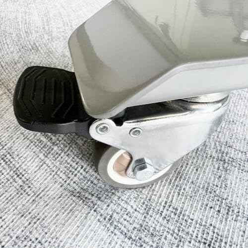 4-Pack 2 inch M8(0.315'' ¥Õ) 15mm Threaded Locking Dual Wheels Caster with Brake and 360 Degree Swivel Plate for Heavy Duty Standing Desk' Feet Width Exceeding 70mm, More Stable and Coordinated.