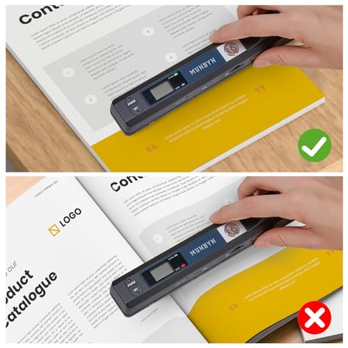 MUNBYN Portable Handheld Scanner 900 DPI A4, Black, 16GB SD Card