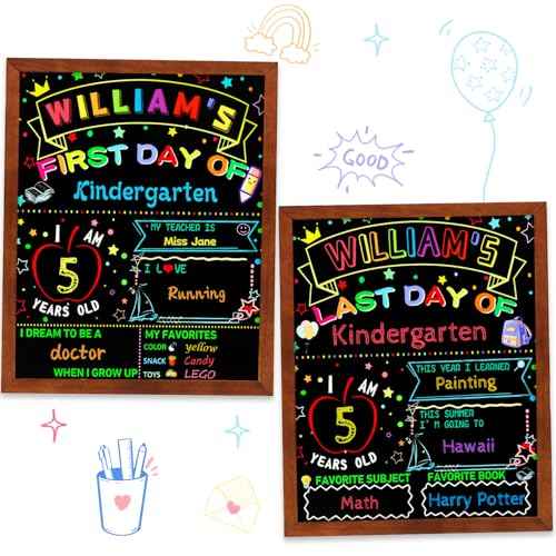 First and Last Day of School Double Sided Sign with Frame- 14¡±x11¡± Reusable Dry Erase Board - Back to School Supplies for Kindergarten Preschool