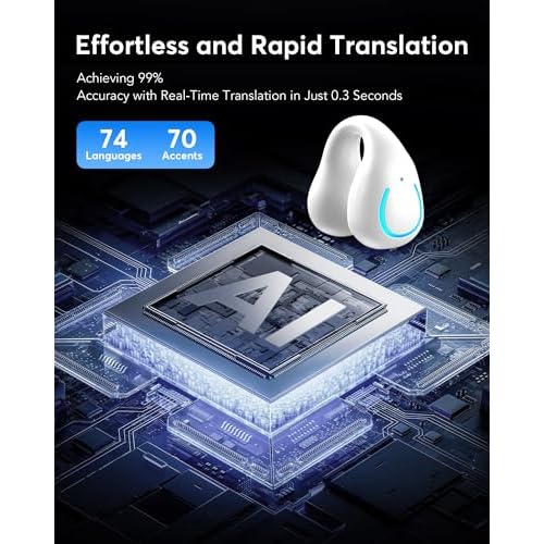 AI Translation Earbuds Real Time 144 Languages 60H Playtime Translator Ear Buds Audifonos Traductores Ingl?s Espa?ol Wireless Earphones Bluetooth Headphones for Travel Business Meeting