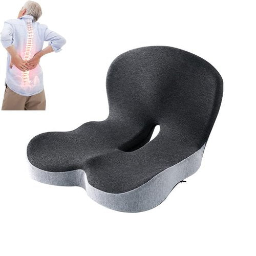 Memory Foam L-Shaped Integrated Seat Cushions - Office Chair Seat Cushion, Seat Cushion for Tailbone Pain Relief, Car Seat Cushions for Driving Lumbar Support(Black Gray)