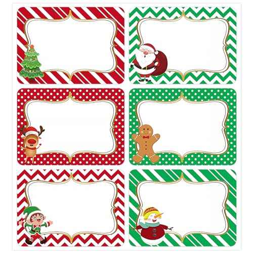 300 PCS Christmas Gift Tags Stickers, Self Adhesive Christmas Name Stickers Gifts Tags Labels Sticker for Gifts Presents Packaging Organizing Holiday Decor Supplies, 1.96x2.75 Inch