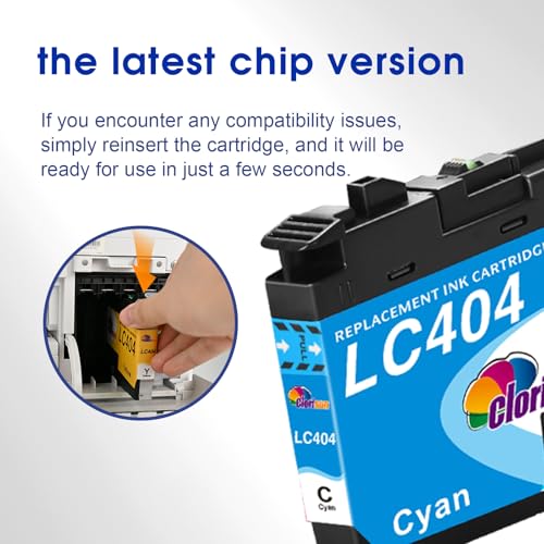 Clorisun LC404 Ink Cartridges Compatible for Brother MFC-J1205W Ink Cartridges Compatible for Brother MFC-J1205W MFC-J1215W MFC-J1205W XL Printer (Black Cyan Magenta Yellow, 4-Pack)
