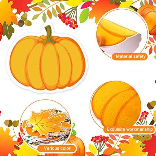Woanger 72 Pcs Thanksgiving Pumpkin Cutouts Fall Pumpkins Bulletin Board Decoration, Classic Autumn Leaves Acorns Turkey Cutouts for Office Classroom Home Wall Thanksgiving Fall Party Decor
