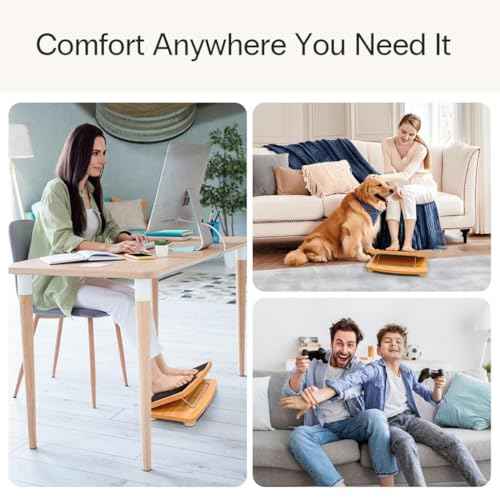 StrongTek Adjustable Wooden Foot Rest for Under Desk, Ergonomic Office Footstool with 3 Height Levels, Improves Posture & Leg Circulation, Comfortable Foot Support for Work & Home