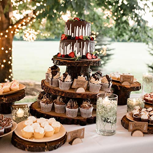 Rustic Wood Wedding Place Card Holders with Kraft Tented Cards Set
