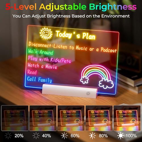 White Rechargeable LED Drawing Board with Remote Control & Accessories