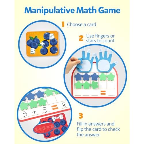 Coogam Montessori Math Manipulatives Number Counting Block, Magnetic Ten Frame Addition Subtraction Practice with Dry Erase Board, Educational Learning Toy Gift for 1st 2nd & 3rd Grade