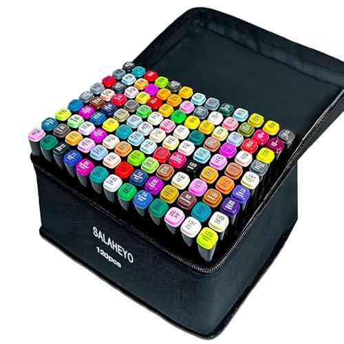 120 Colors Alcohol Markers with Base Art Drawing Markers Set for Adults Painting,Coloring,Sketching, Comics, Illustration- Refillable