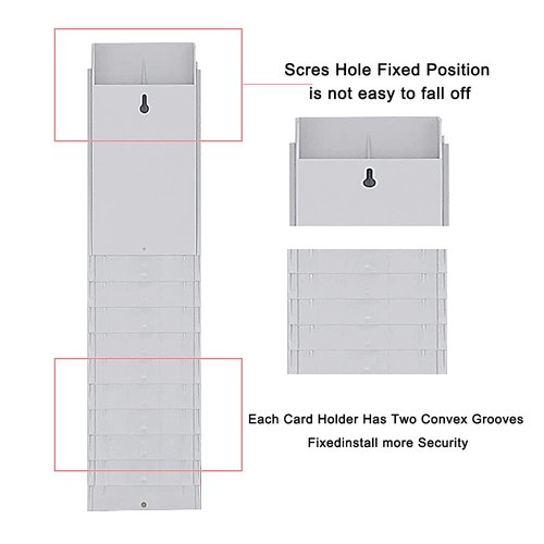 JMIUHACOU Expanding Time Card Rack,25 Pockets,Includes self-Adhesive Number Labels,Card Holder,Plastic gray