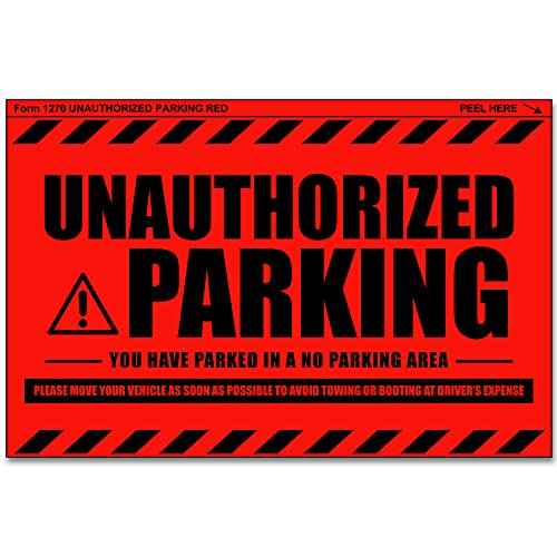 100 MESS Parking Violation Stickers - Hard to Remove - No/Unauthorized Parking Warning Stickers - Super Sticky - 8x5 in (Red, 100)