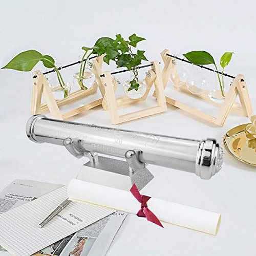 RUMUISE Certificate Display Stand Set for Home Decoration, Birth Certificate case with Stand, Metal Holder for Small Scroll, Silver Plated Baby Keepsake Gift, Scroll Storage Tube for Baptism Decor